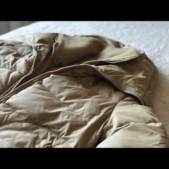 Down and Wool Puffer Bomber Jacket, Camel Color - Picture 4 of 8